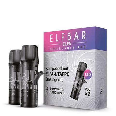 2x Elfbar ELFA Refillable Pod 1,1 Ohm